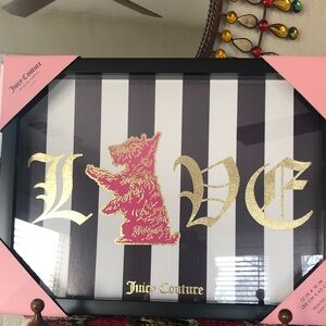 NEW Juicy Couture Black and White Striped Art with Gold and Pink Design